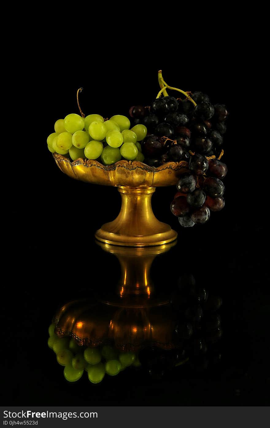 Grapes on Brass Footed Bowl