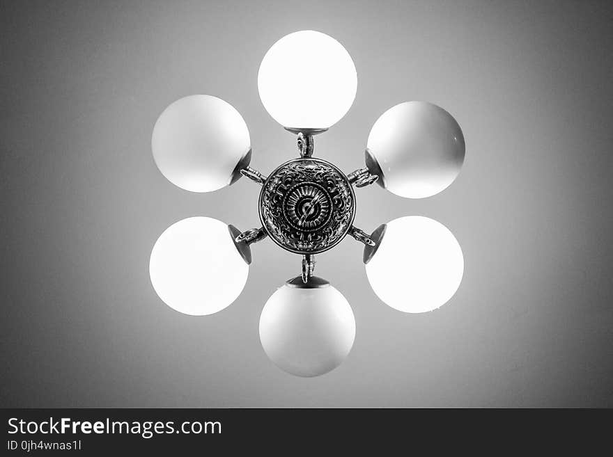 Worm&#x27;s Eye View of White and Silver Ceiling Light