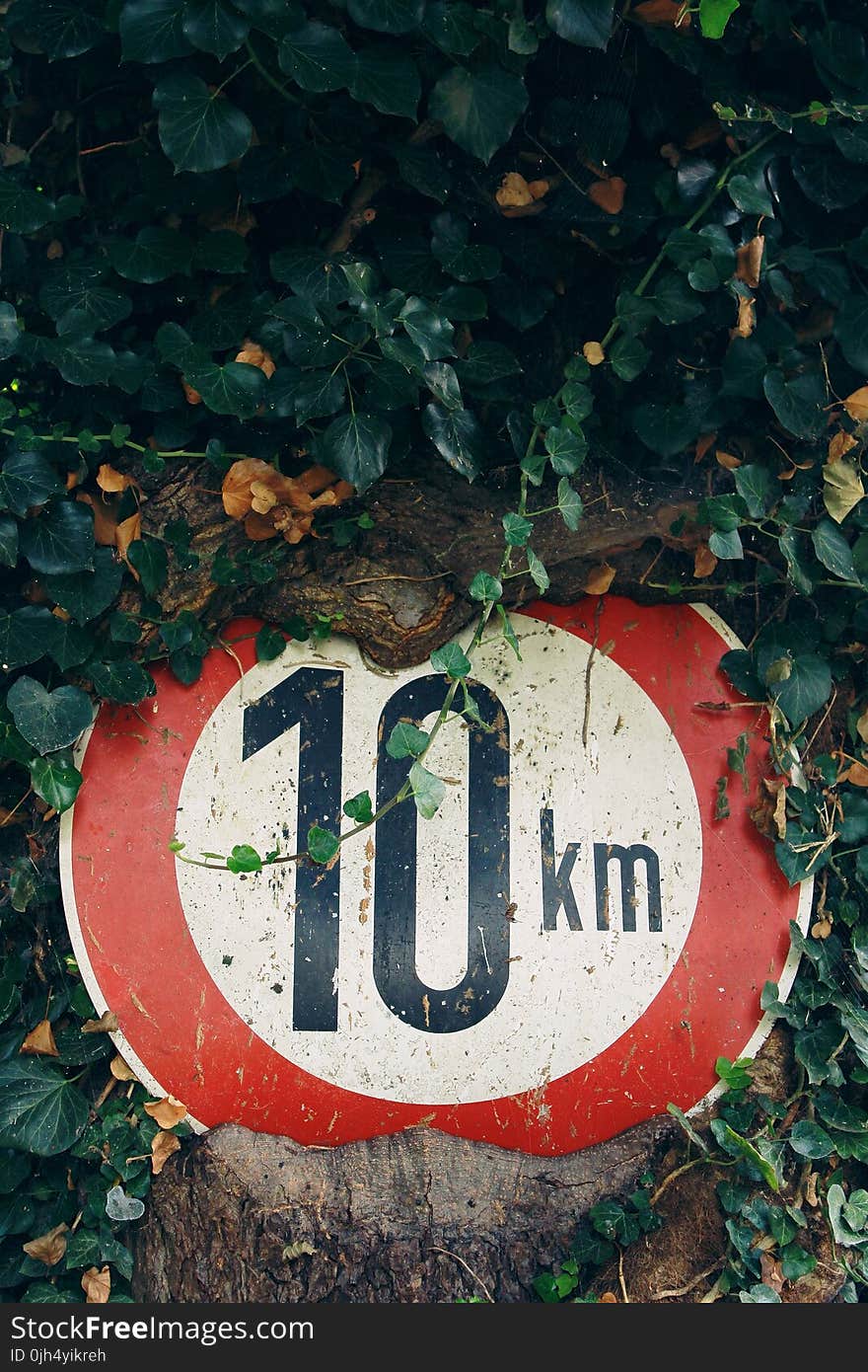 Red and White 10 Km Sign