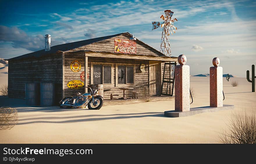 Brown Wooden House Under Blue Cloudy Sky