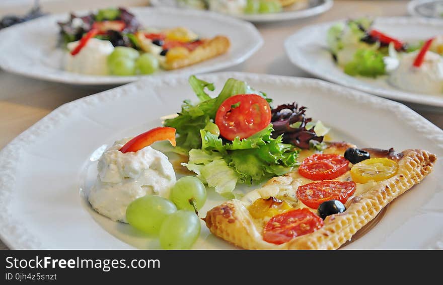 White Ceramic Platter With Dish