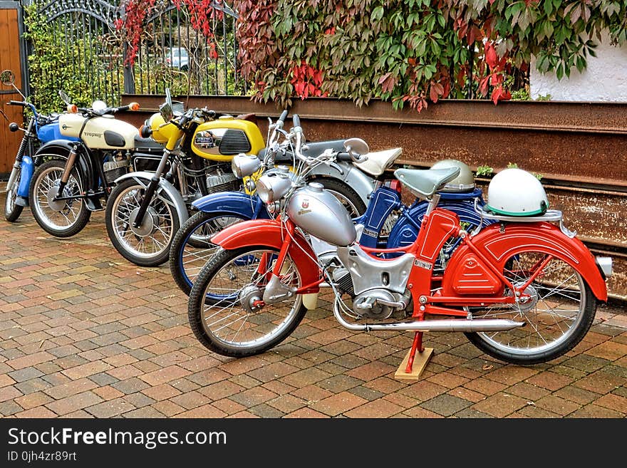 Grey and Orange Motorcycle Parked