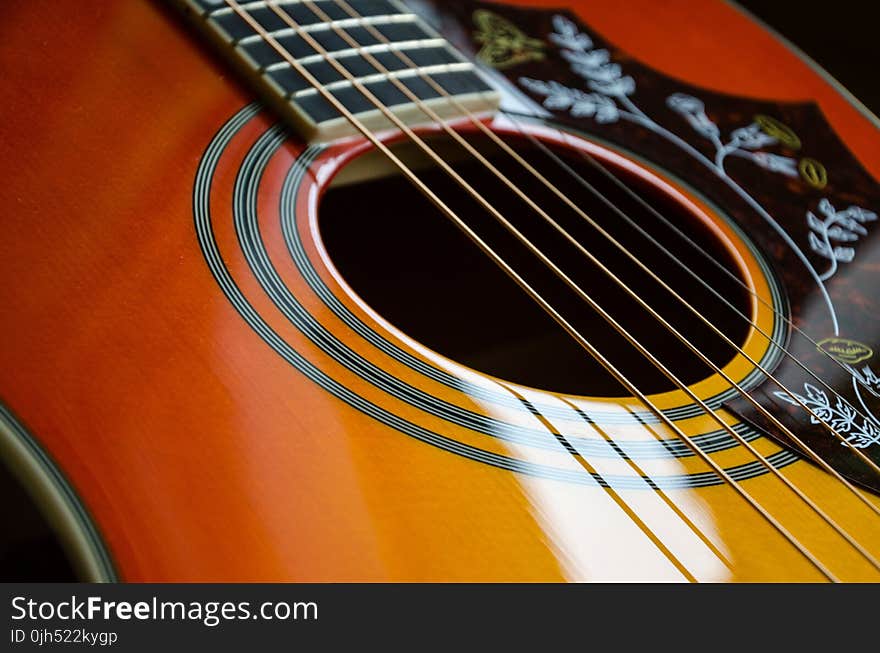 Brown and Black Leaf Print Guitar