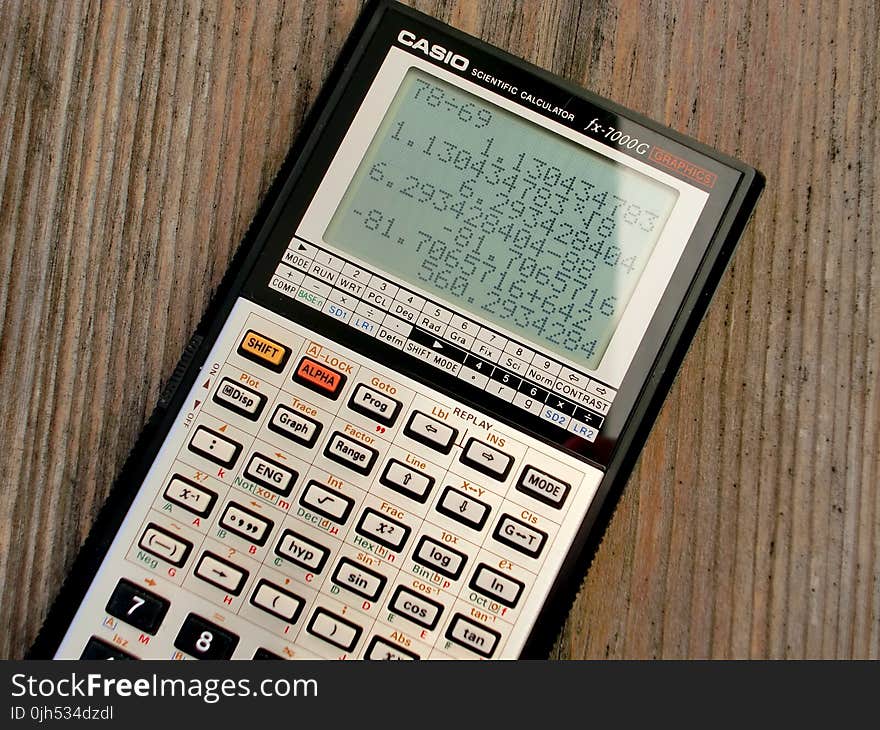 Black and Grey Casio Scientific Calculator Showing Formula