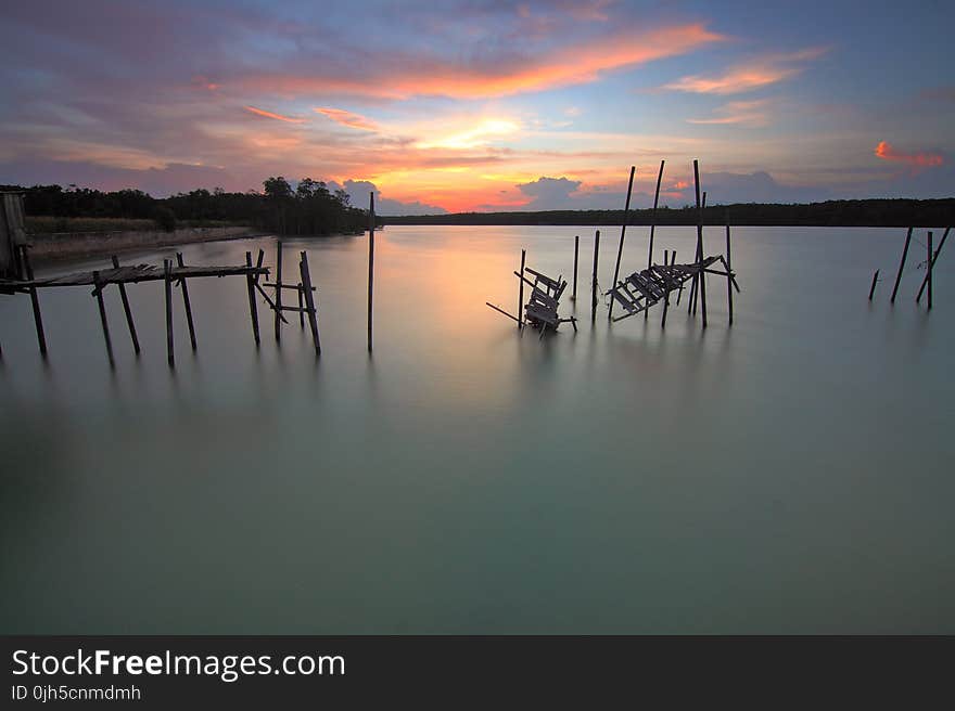 Scenic View of Lake Against Sky at Sunset