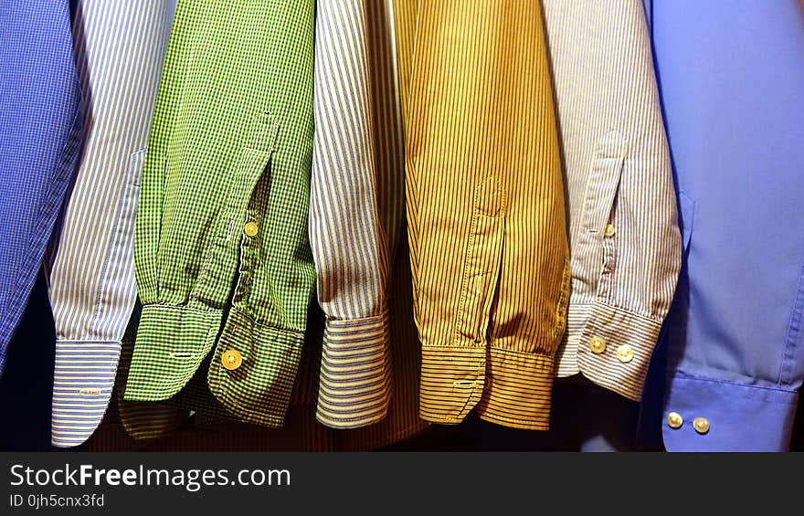 Close-up of Clothes Hanging on Fabric