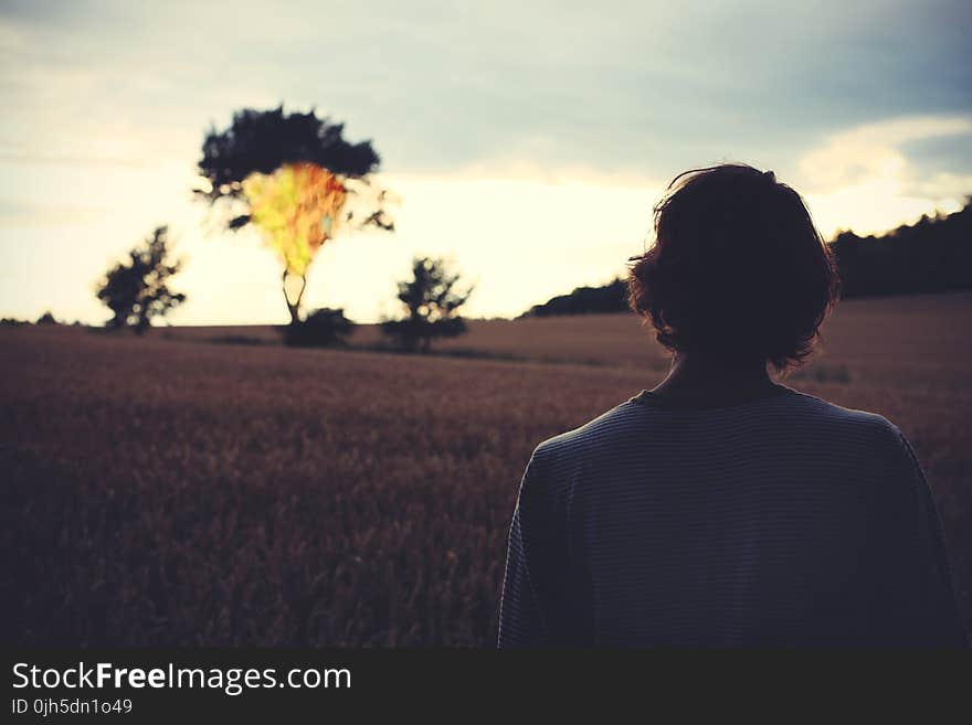 Woman Looking at Sunset