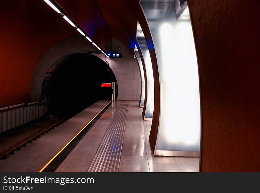 Illuminated Railroad Station Platform