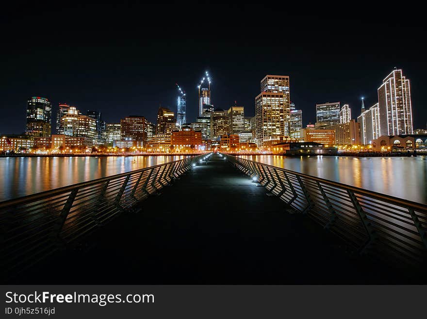 Illuminated Cityscape at Night