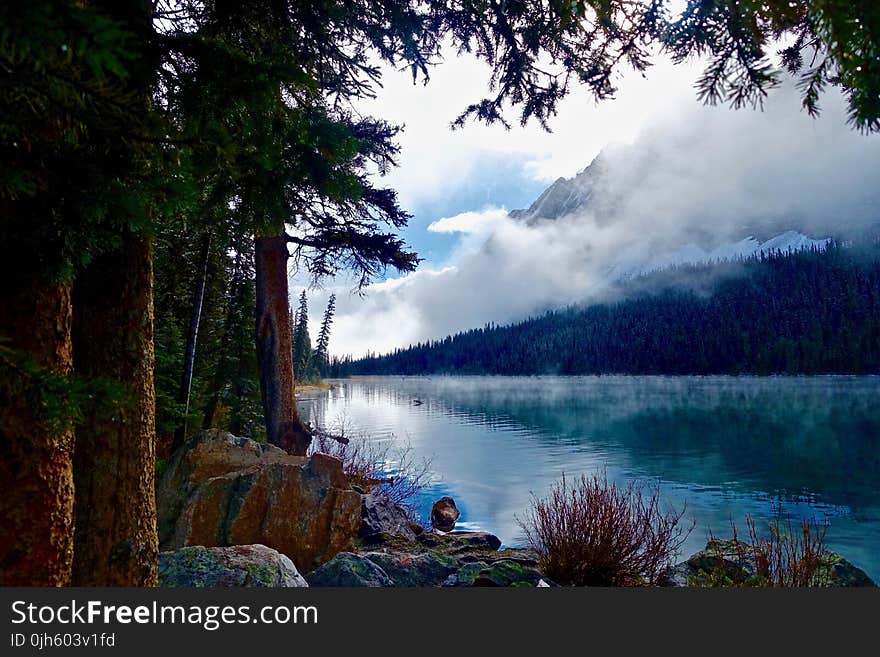 Scenic View of Lake Against Cloudy Sky