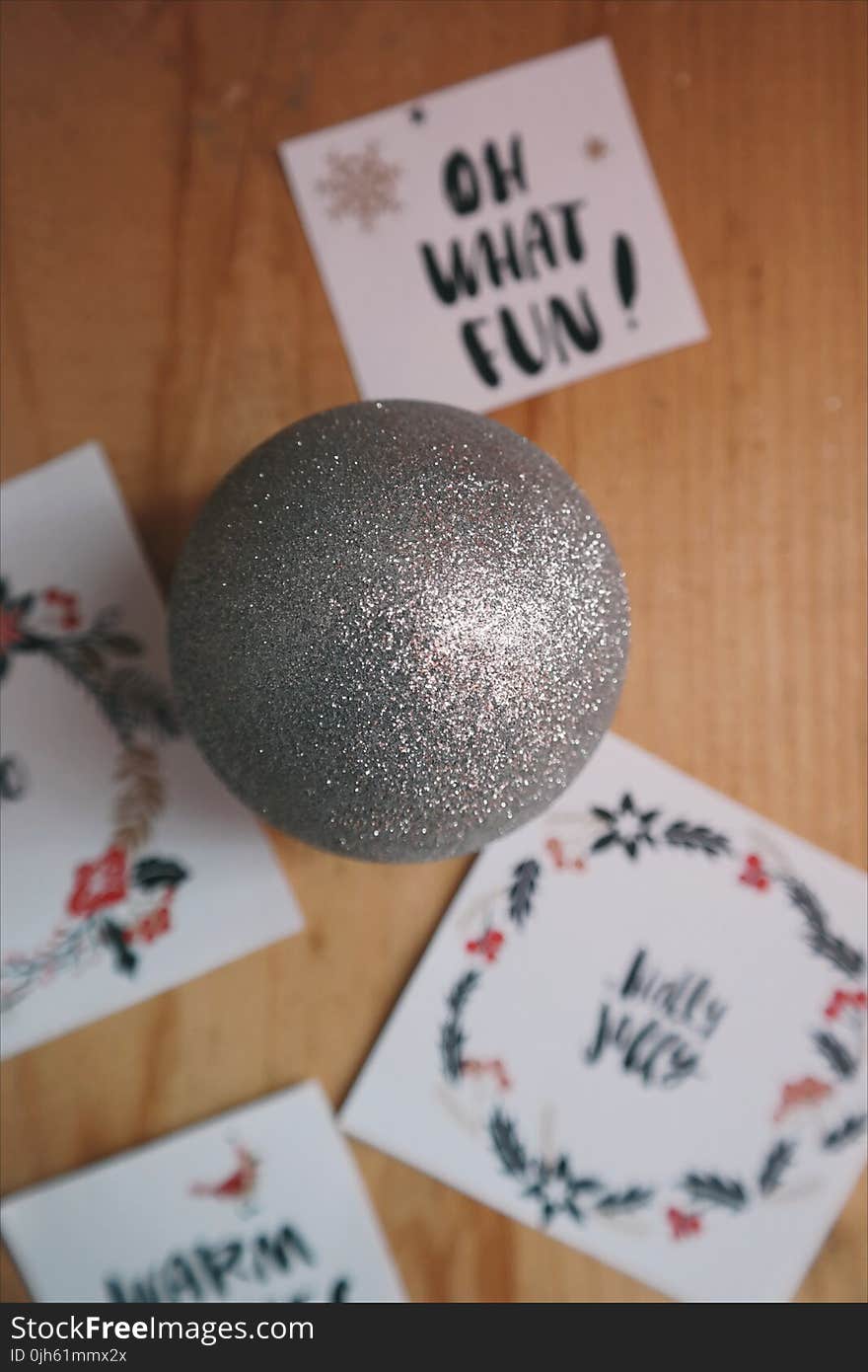 Close-up of Christmas Ornaments on Table