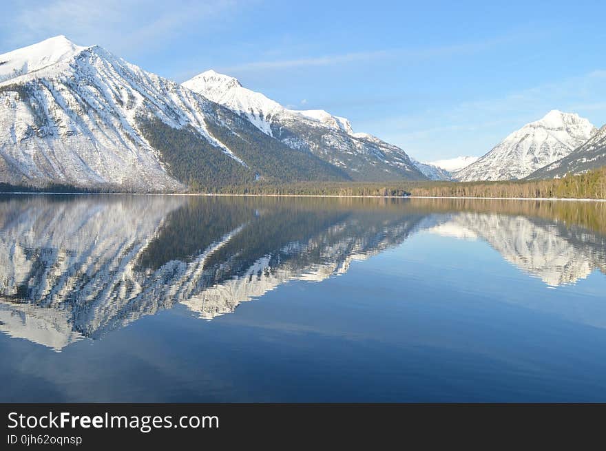 Reflection of Mountains in Lake Against Sky