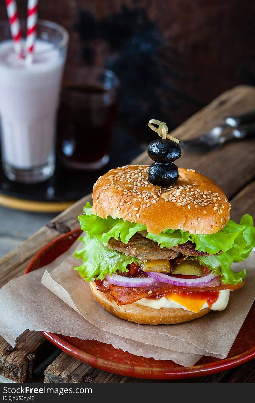 Close-up of Served Food on Table