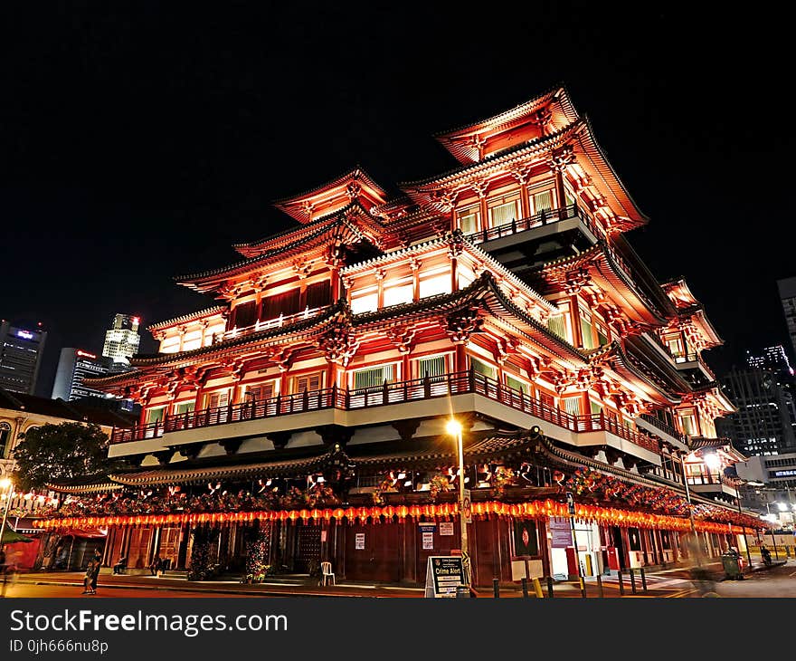 Low Angle Shot of Illuminated Building at Night