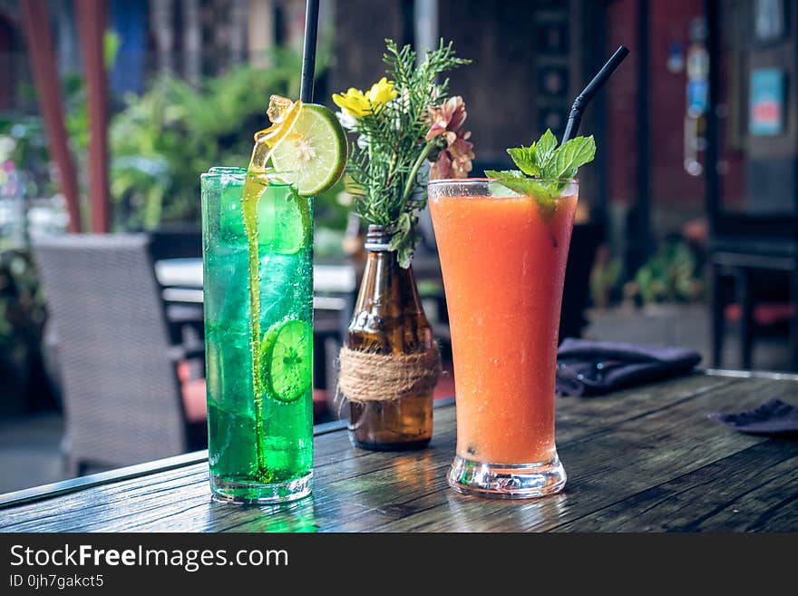 Lime Juice And Fruit Shake On Glass