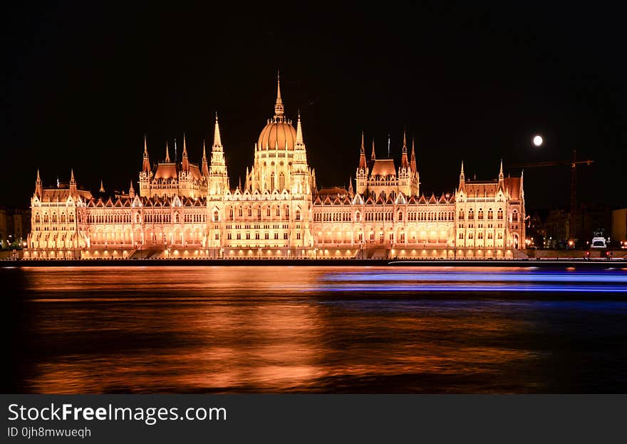 Illuminated Castle at Night