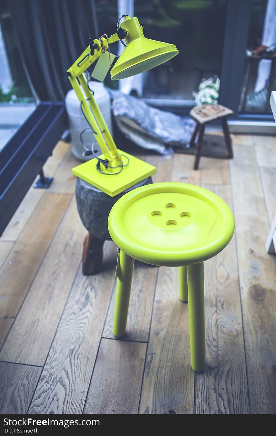 Yellow lamp and little table