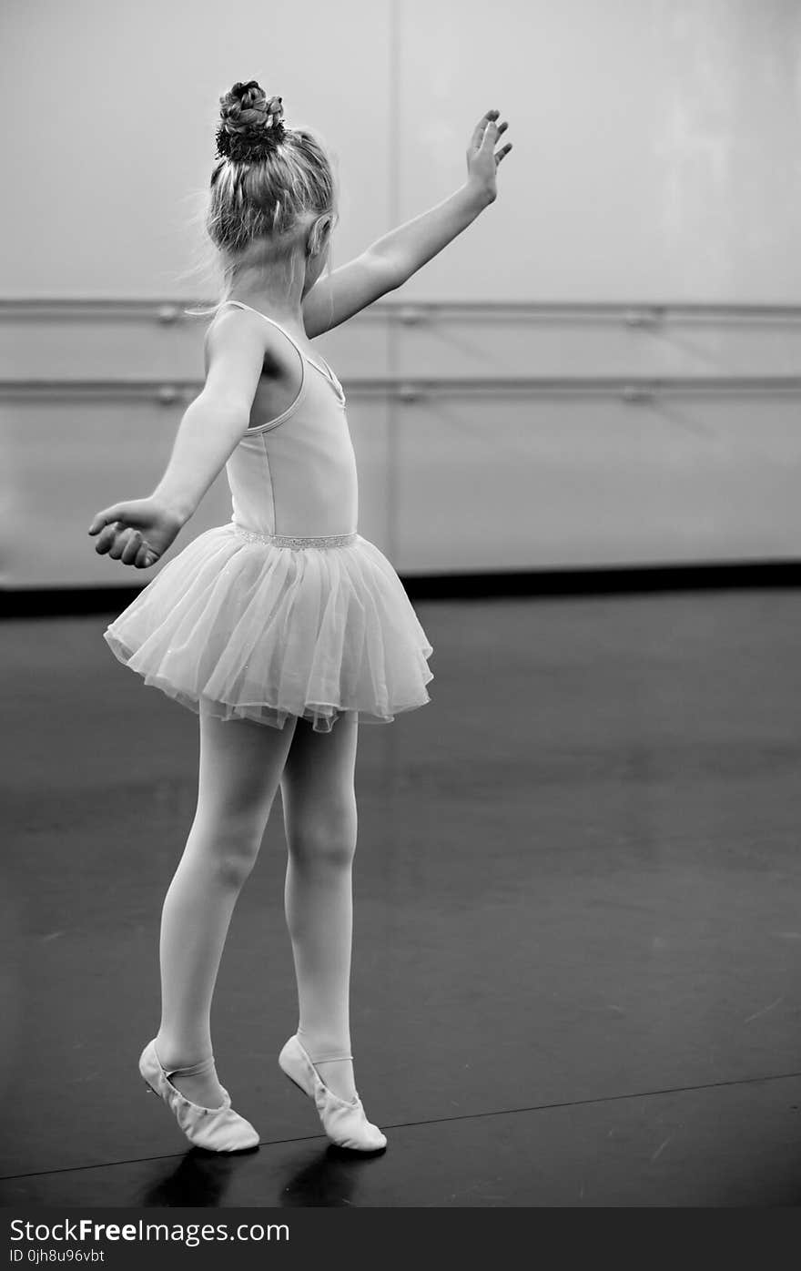 Grayscale Photography of Girl Doing Ballet