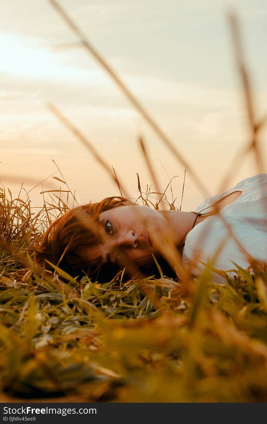 Woman Laying on the Grass