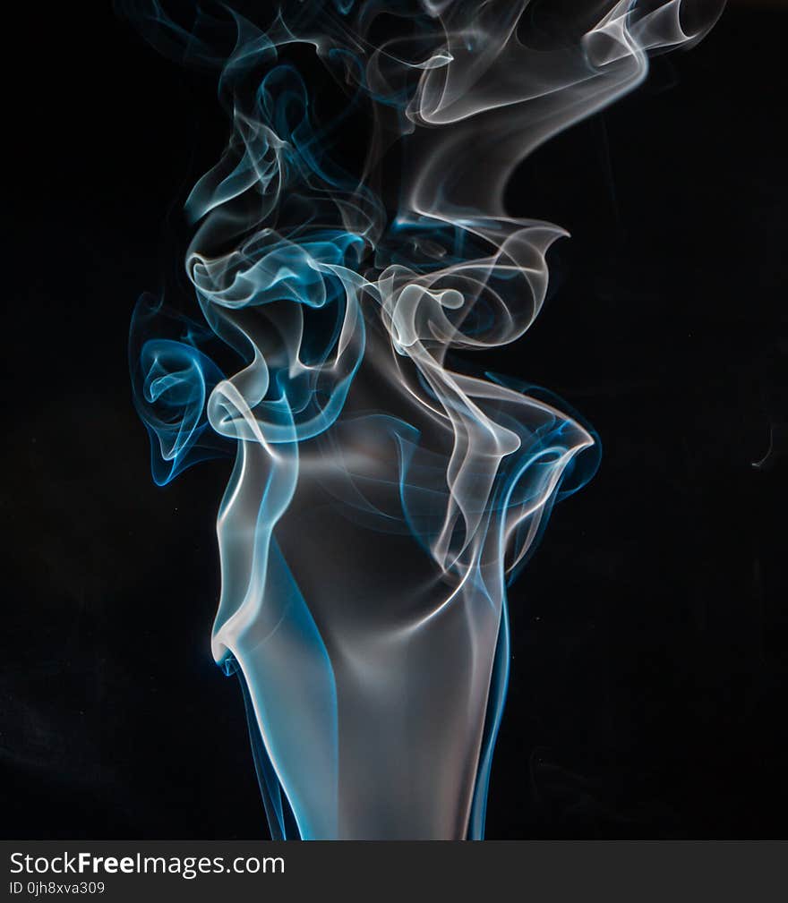 Blue and White Smoke Digital Wallpaper