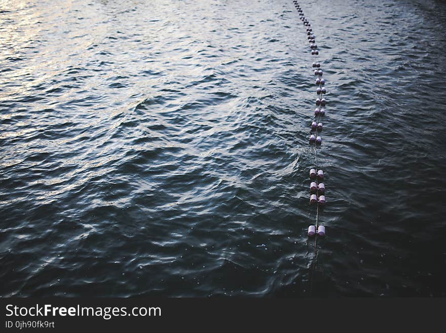 Buoys floating on top of the water