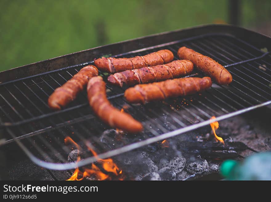 Sausages on the grill