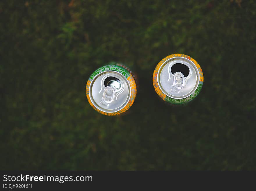 Cans in the grass