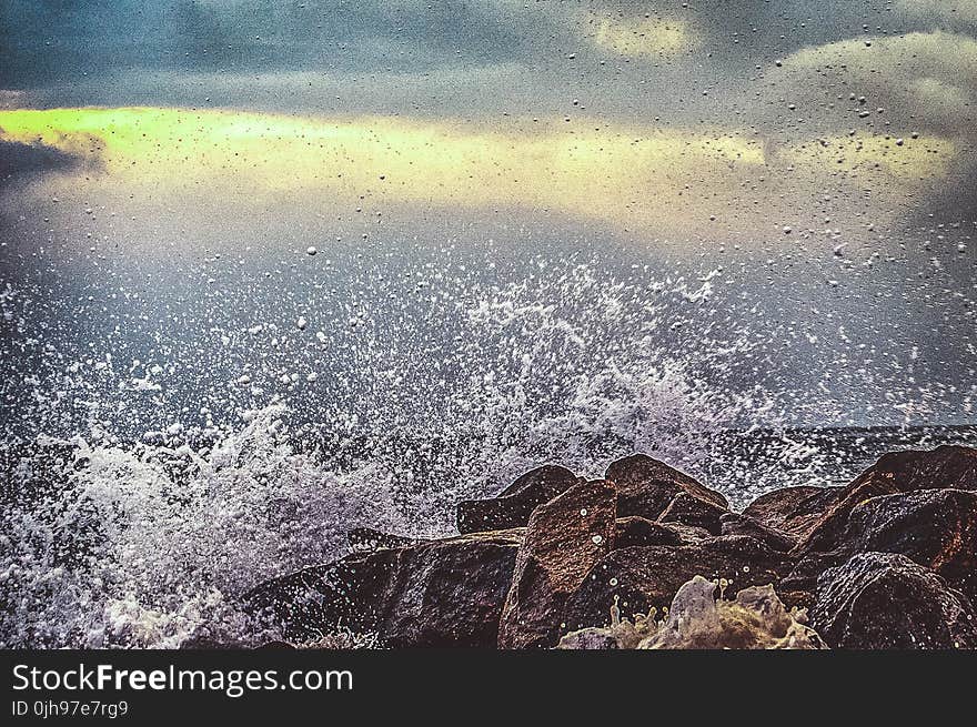 Water Splashing on Seashore