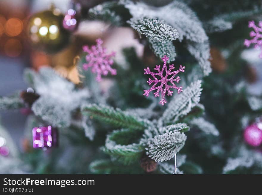 Pink Snowflake. Christmas Tree Decoration