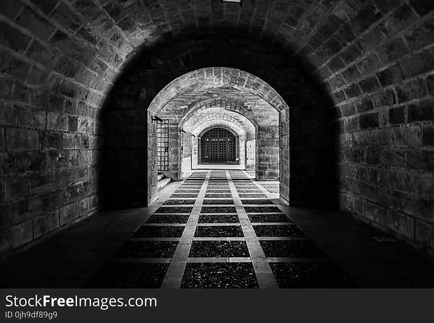 Grayscale Photo of Railway