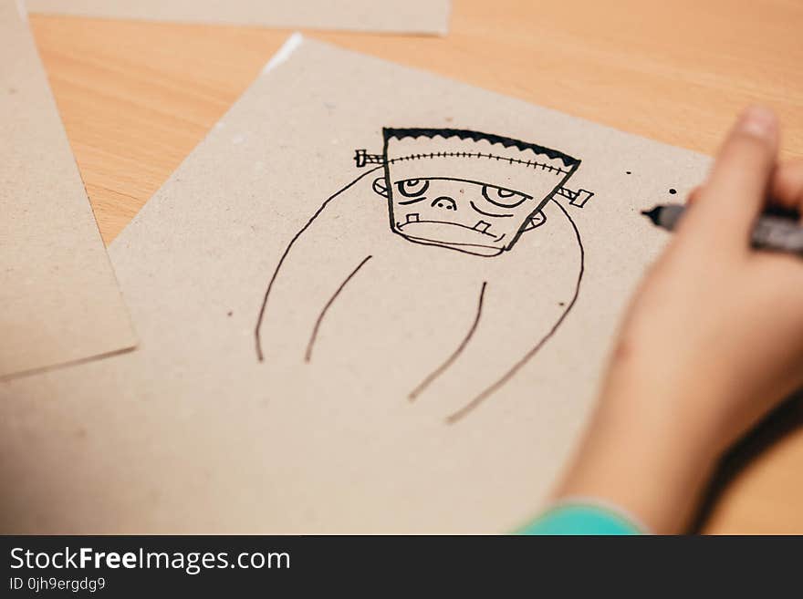 Kid Draws Cartoon Character Figure