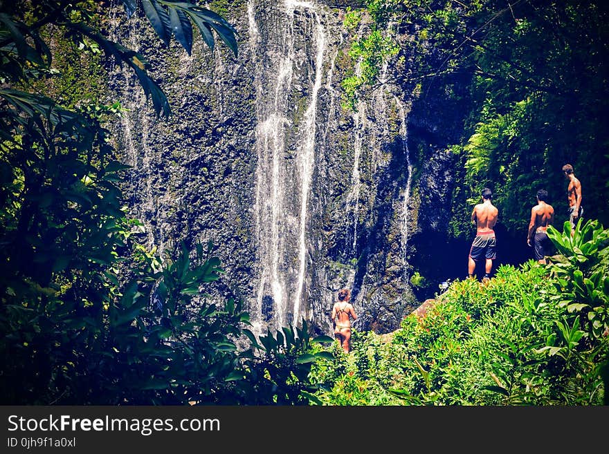 Group of People At A Waterfall