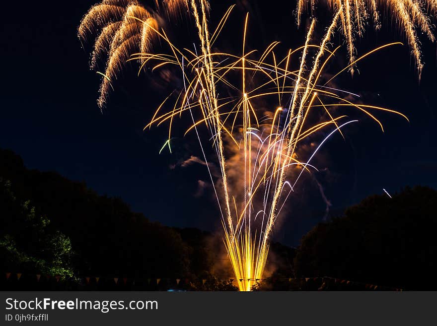 Yellow Fireworks during Night Time