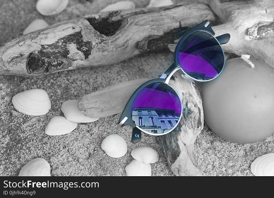 Neo Chrome Sunglasses With Silver and Black Frame on Brown Firewood