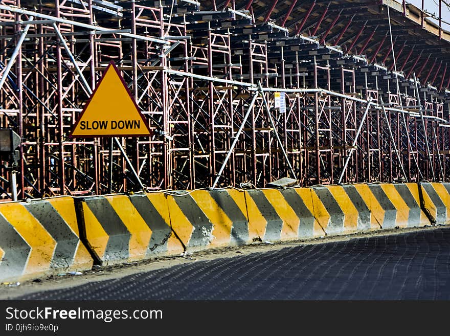 Yellow And Black Road Concrete Barrier