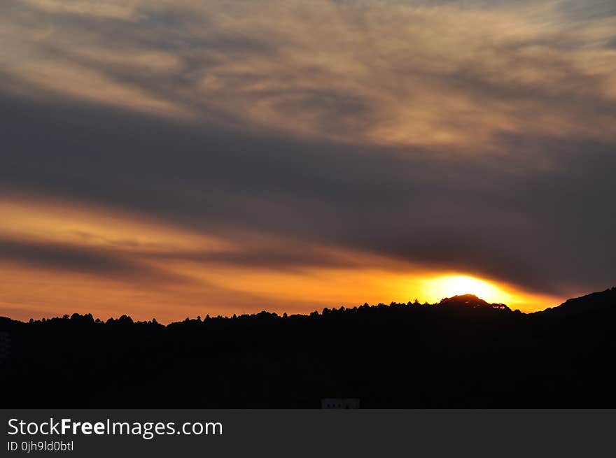 Silhouette Mountain during Golden Hour