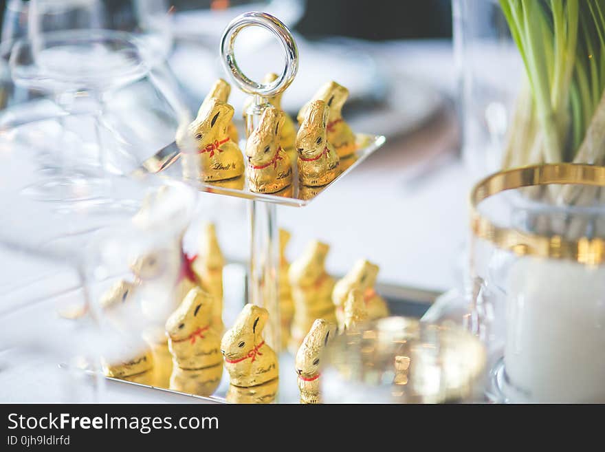 Golden Bunnies on the Tray