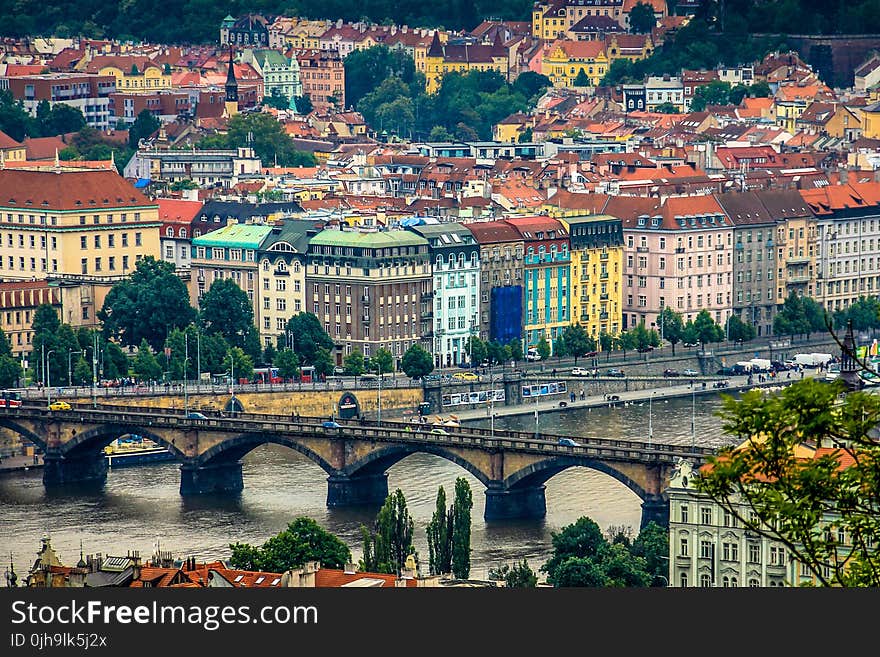 Aerial Photography of Bridge Beside the City