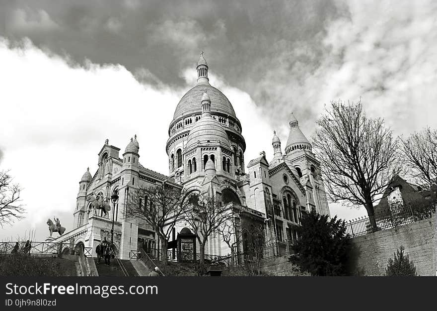 Greyscale Photography of Dome Building