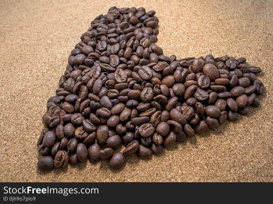 Brown Coffee Bean in Heart Shaped