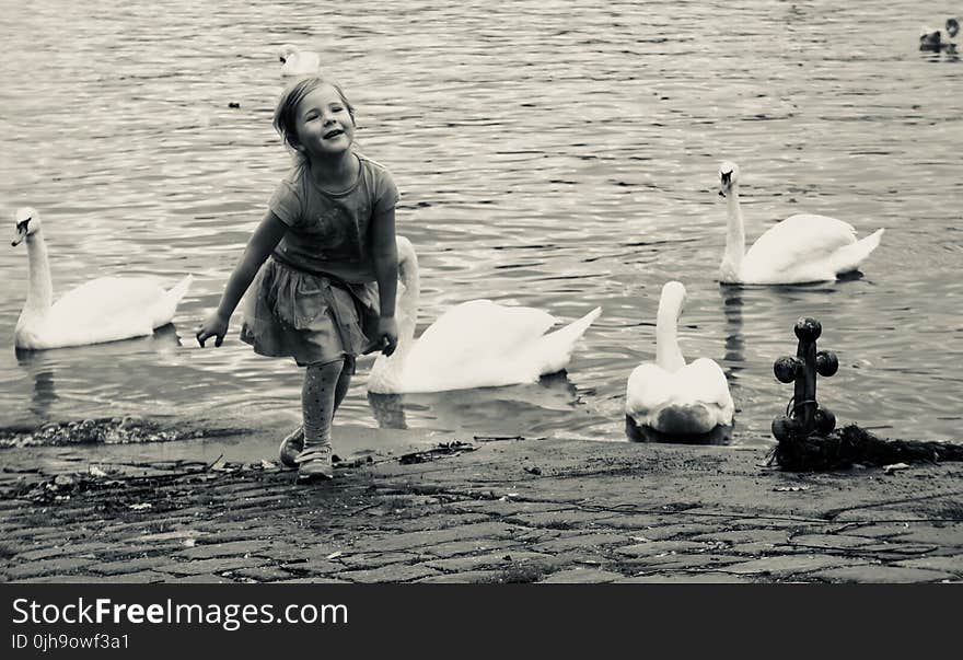 Black And White Photo Of A Little Girl