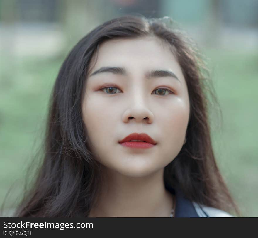 Woman Wearing Red Lipstick