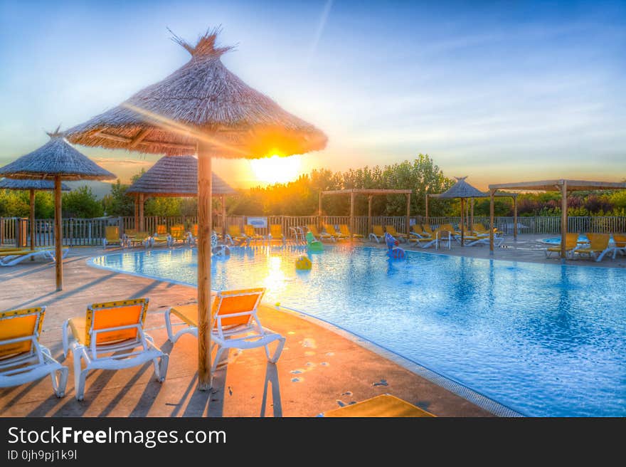 Brown and Blue Resort Surface during Daynight