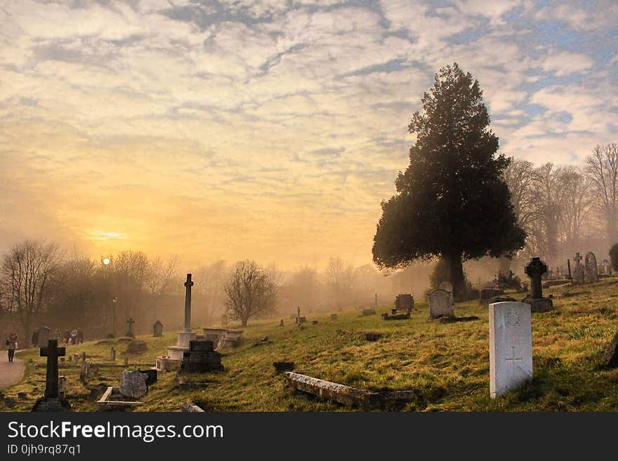 Cemetery Under the Cloudy Sky