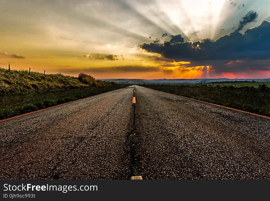 Roadway during Golden Hour