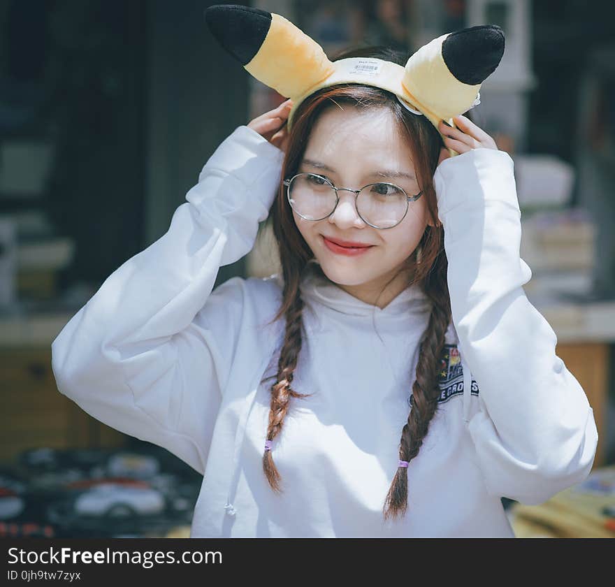 Woman Wearing Pikachu Alice Band