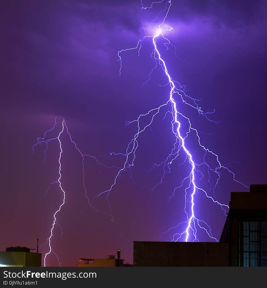 Thunder Striking a Building Photo