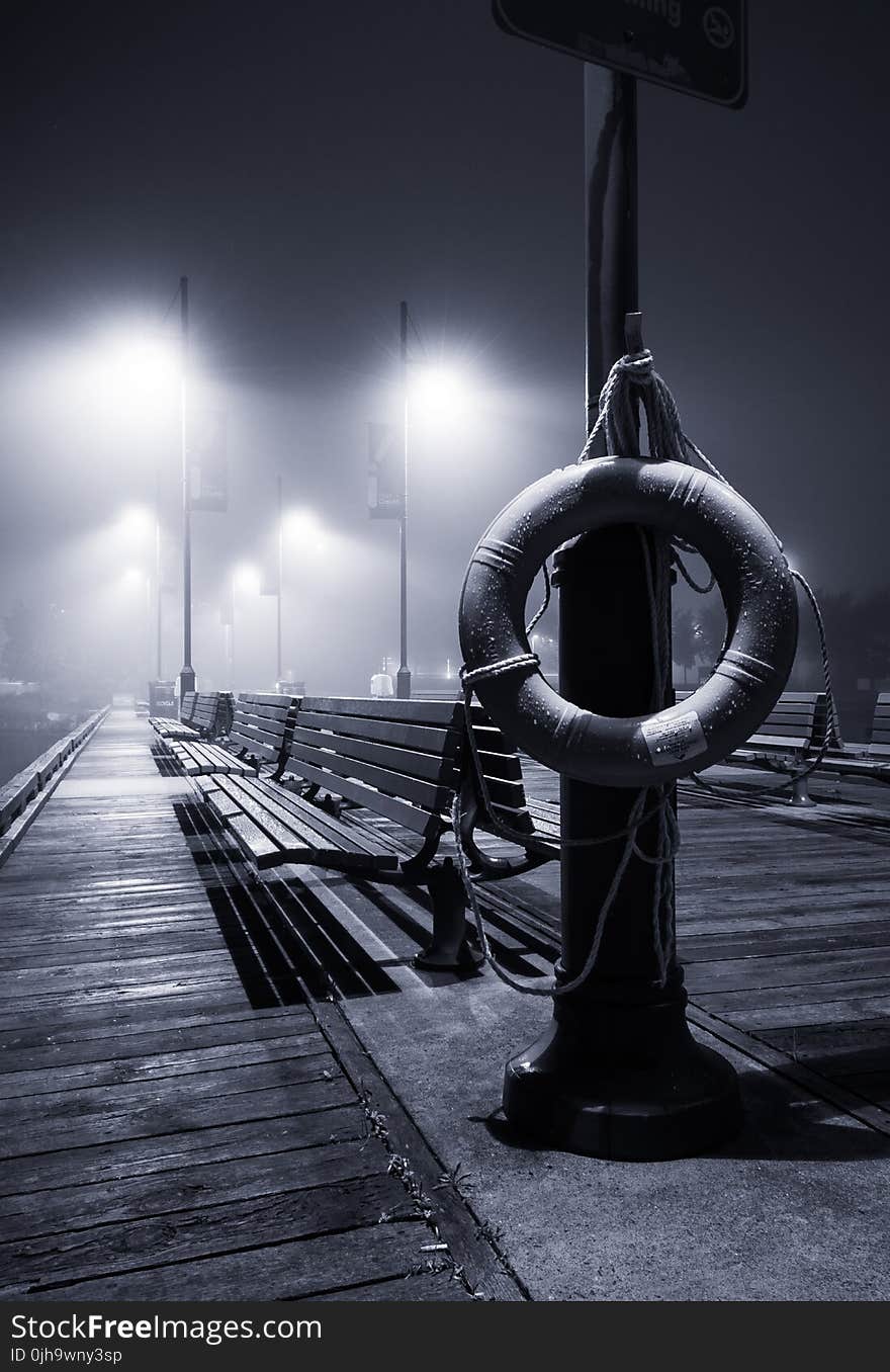 Inflatable Ring on Post during Nighttime