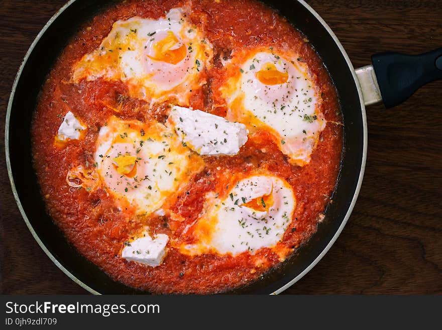 Round Frying Pan With Eggs