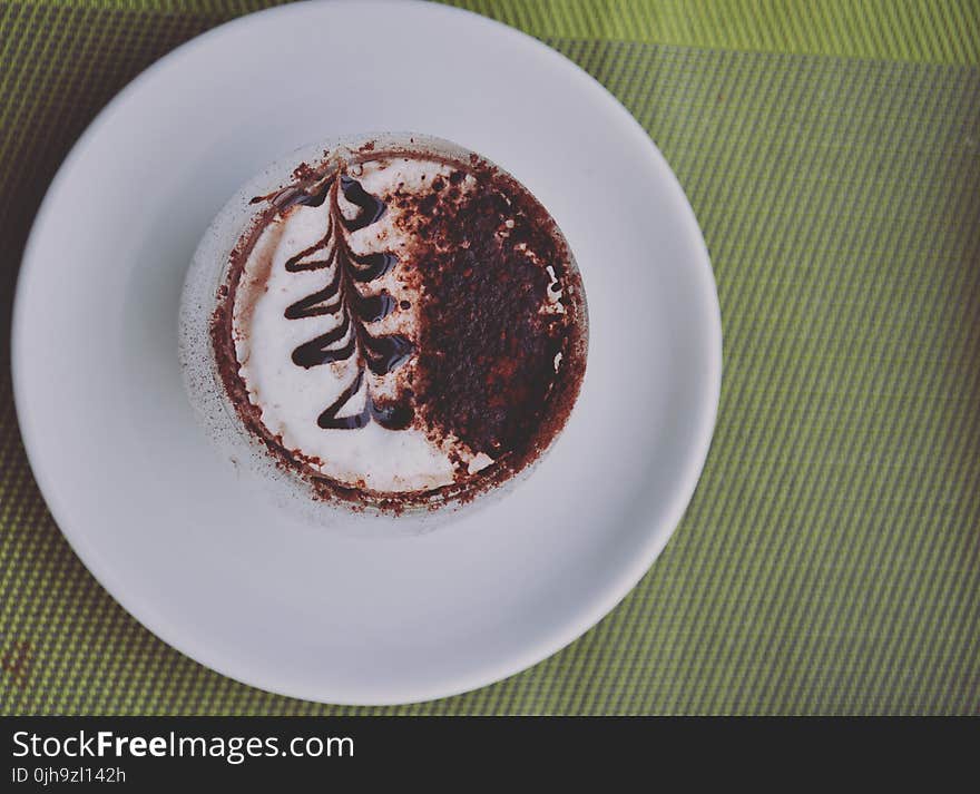 Cappuccino Espresso Cake on White Ceramic Plate